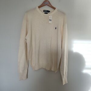 NWT VTG Polo Ralph Lauren Cream Classics Fisherman Sweater Mens XL Crewneck Y2K